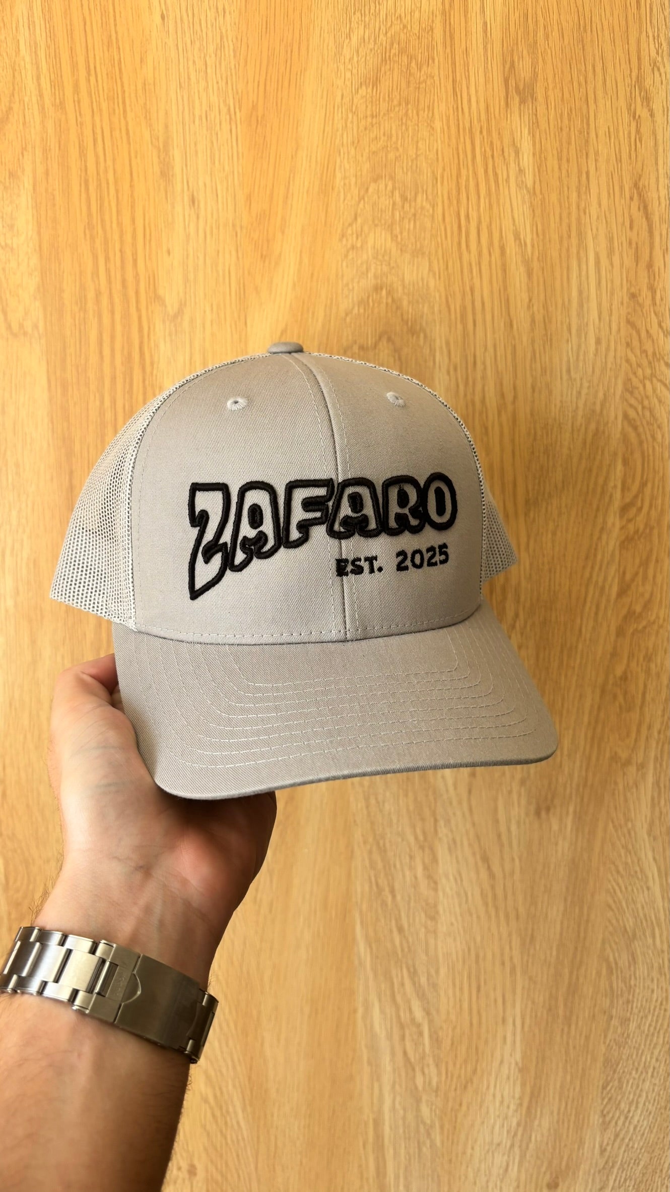 The Simple Light Grey and Black Trucker Cap